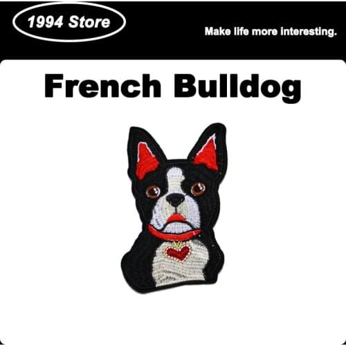 French Bulldog Cartoon Patch Iron on DIY Badges Embroidery Applique Stickers for Clothes Animal Dog Patches Custom