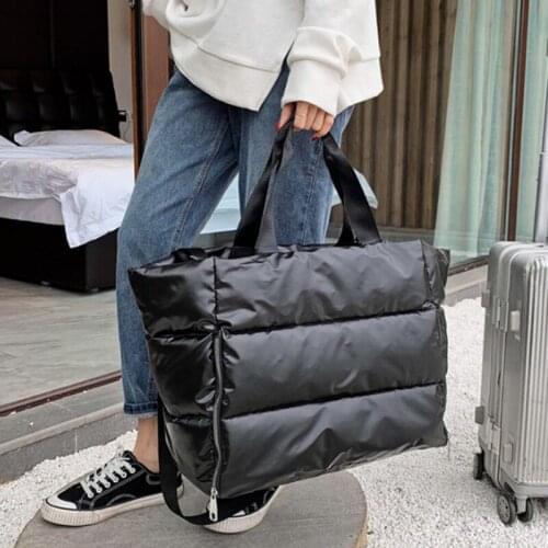New Large Capacity Shoulder Bag for Women Waterproof Nylon Bags Space Pad Cotton Feather Down Bag Shoulder Bag Women Handbag