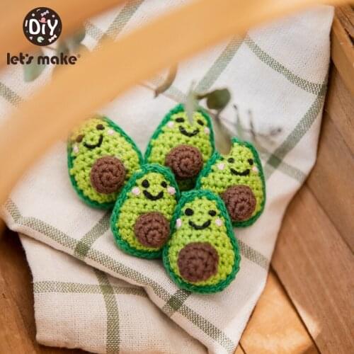 Lets Make Crochet Beads 1pc Avocado Wooden Crochet Beads Chewable Beads DIY Wooden Teething Knitting Beads Jewelry Crib Sensory