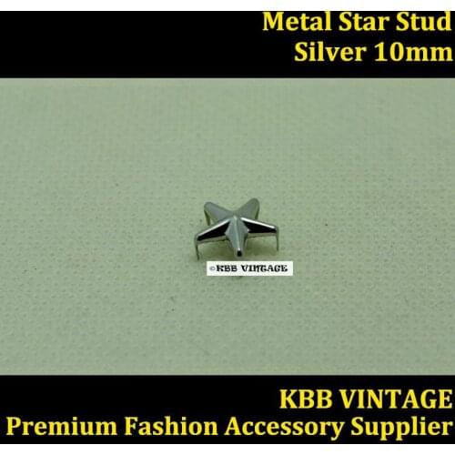 Punk DIY Metal Star Stud 10mm in Silver with 5 Prong Claws for Leather Craft/Bag/Shoe/Clothing/Jacket