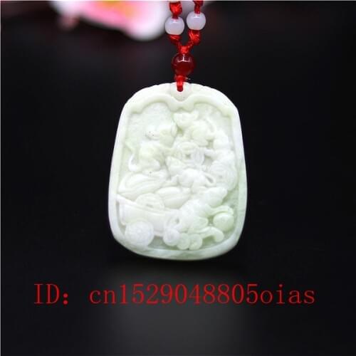 Natural White Chines Jade Mouse Pendant Wealth Necklace Charm Jewellery Fashion Accessories Carved Amulet Gifts for Women Men