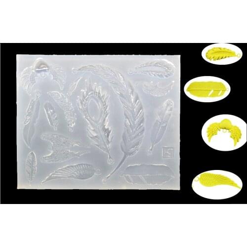 Transparent Silicone Mold for jewelry Feather charms pendant Resin Silicone Mould handmade tool UV epoxy resin molds