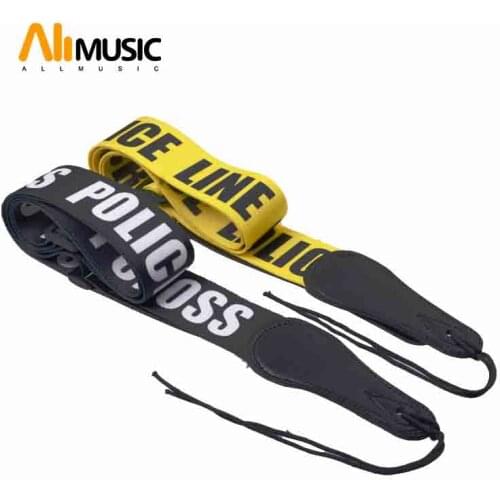 Police Line Gutiar Strap Adjustable Acoustic Guitar Strap bass Black-Yellow