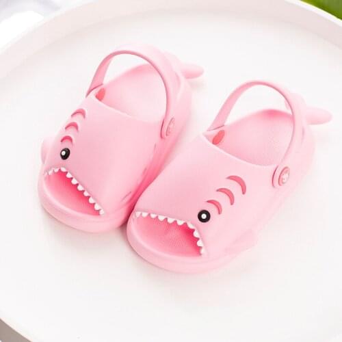 Kids Garden Cute Cartoon Beach Sandals Lightweight Open Toe Slides Sandals Shark Shape Shoes for Boy Girl XIN-Shipping