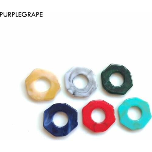 DIY earrings accessories jewelry pendant handmade round ring retro European and American fashion marble 10 pieces PURPLEGRAPE