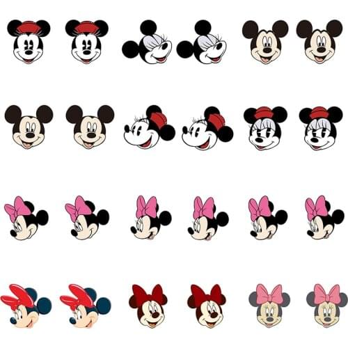 Disney Cartoon Mickey Mouse Mickey Minnie Avatar Personality Modeling Epoxy Resin Heat Shrinkable Ear Clip New Ear Jewelry