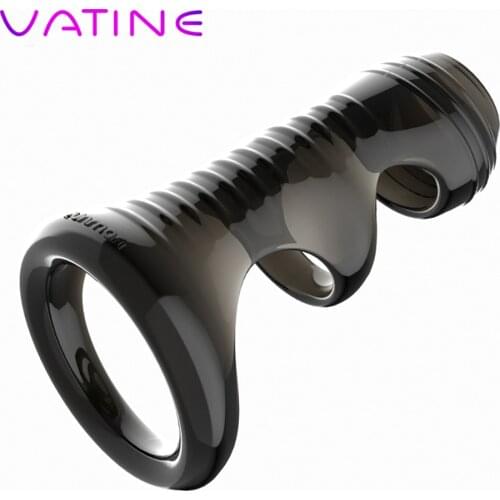 VATINE Male Time Delay Ejaculation TPE Cock Ring Penis Ring Reusable condom Male masturbation Sex Toys for Man Penis Sleeve