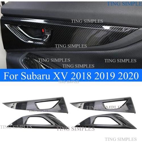For Subaru XV 2018 2019 2020 abs chrome/carbon fiber Interior Door Handle Catch Cover Inner Bowl Trim Frame Decoration styling