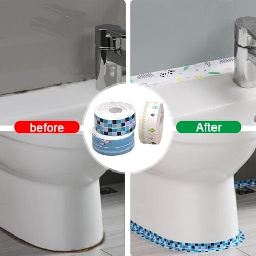 Bathrooom Waterproof Sticker Self-adhesive Toilet leak proof Tape Stickers Bathtub Sealing Strip Mold Proof Wall Stickers