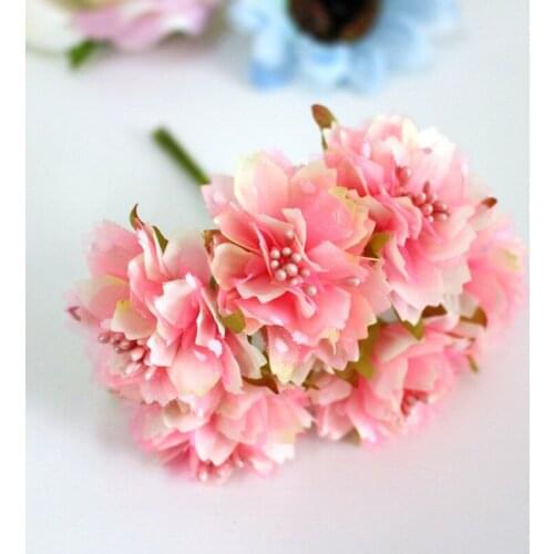 WedFavor 4cm Artificial Chrysanthemum Stamen Flowers Silk Rose Flowers With Organza For Wreath Scrapbooking Wedding Decoration