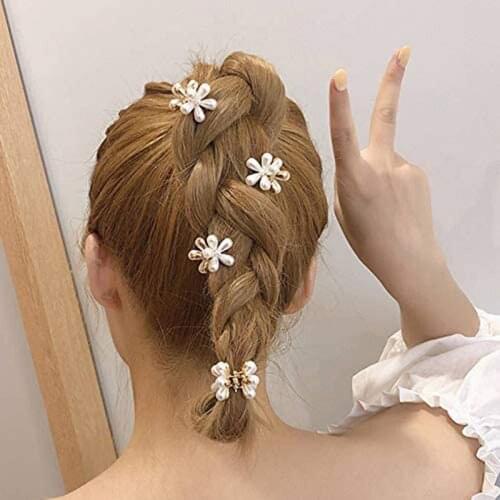 Retro Sweet Faux Pearl Flower Mini Women Hair Clip Hairpin Headpiece Decorative