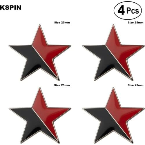 Red-Black Star Lapel Pin Brooches Lapel Pin Flag badge Brooch Pins Badges 4pcs