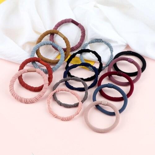 10Pcs Trendy Girl Hair Band Accessories 3 Style Basic Simple Hair Tie Solid Color High Elastic Scrunchie Women DIY Headwear Gift