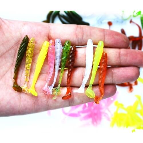 10pc/wholesale 4.5cm/0.6gSoft rubber bait Fishing Rocker soft carp fishing Artificial fishing soft bait t tail Salt fishing gear