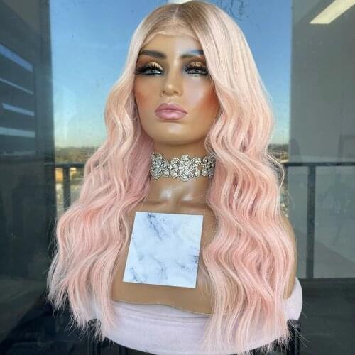 Ombre Pink 13x6 Lace Front Human Hair Wigs with Baby Hair Silky Straight Transparent Lace Wigs for Women PrePlucked Natural Hair
