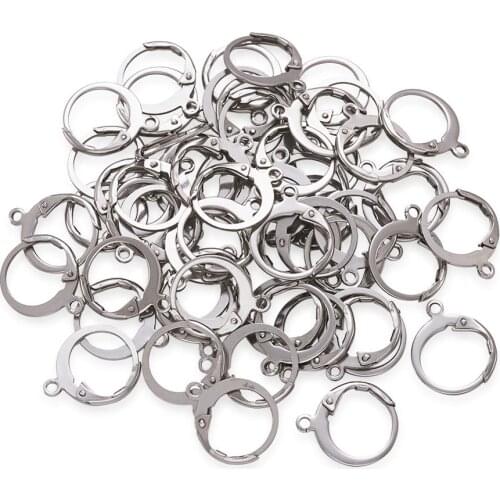 100pcs 304 Stainless Steel Handmade Beadings Findings Earring Hooks Leverback 14.5x12x2mm Hole: 1mm