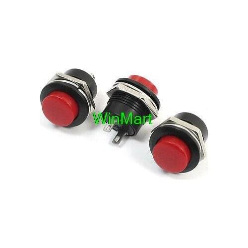 15Pcs Red Round Cap SPST Momentary Panel Mount Push Button Switch