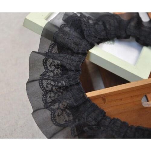 4 Yards 2 Layers 6cm Wide Embroidery Chiffon Ruffled Lace Pleated Trimming DIY Sewing Supply For Neckline Collar, Costume Design