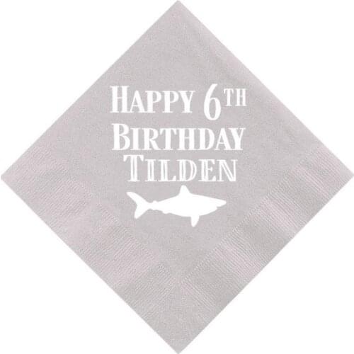 50pcs Shark Birthday Personalized Napkins - First Birthday - Shark Birthday Napkins, Custom Boy Birthday Napkins baby shower