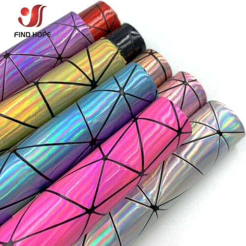 9pcs Bundle 9 Color Holographic Rainbow Laser PU Leather Fabric For DIY Sewing Bags Craft Material 20*15cm/30cm
