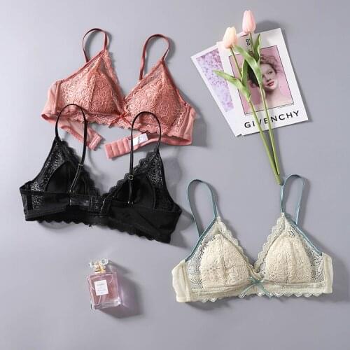 Womens 100% Real Silk Lining with outside lace fabric sexy everyday Comfortable Wireless Bra Bralette 2017