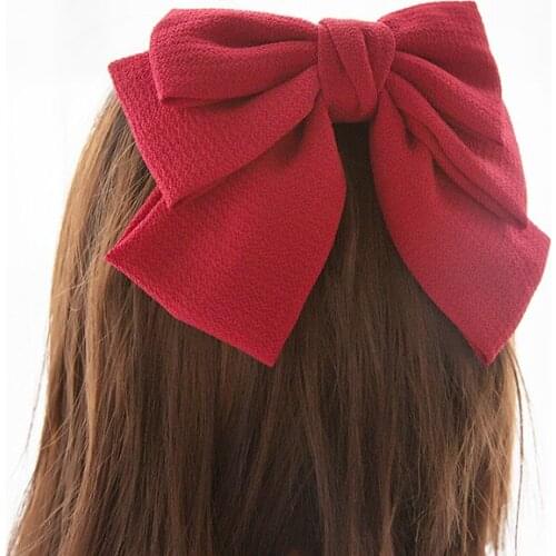 Extra Big Bow Hairpin Headwear Lolita JK Accessories Pure Color 3 Layers Bow Barrette Christmas Hair Accessories Hair Bows