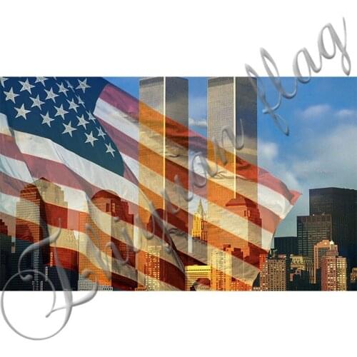 USA FLAG WITH World Trade Center building flag 3ftx5ft custom World Trade Center building ON THE FLAG Banner