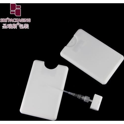 100% test Stock plastic credit card pocket size flat perfume spray bottle for hand sanitizer sprayer 20ml