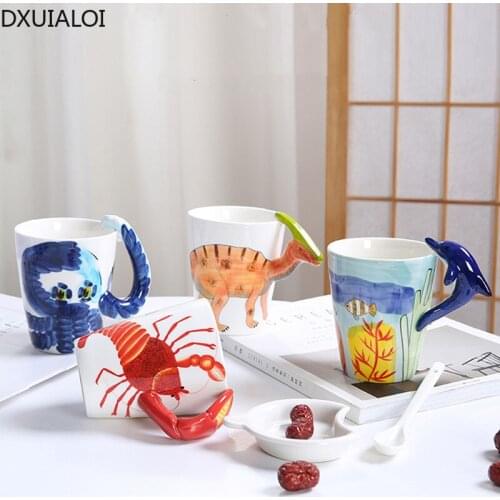 DXUIALOI Creative 3D Animal Mug Coffee Cup Ceramic Crafts Student Office Water Cup Home Living Room Dining Afternoon Tea Cup