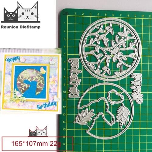 Rabbit Leaves Background Frame Metal Cutting Dies Decorative Scrapbooking Steel Craft Die Cut Embossing Paper Cards Stencils New
