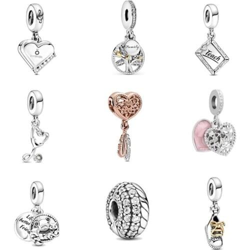 New Pendant Animal Unicorn Snowflake Castle Star Moon Sea Animal Bead Fit Original Pandora Charm Silver Color DIY Jewelry Gifts