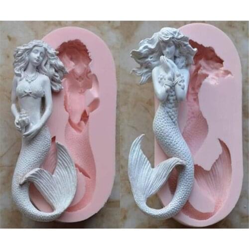 Luyou 1pc Mermaid Silicone Resin Molds Fondant Molds Cake Decorating Tools Cake Gumpaste Molds, Kitchen Accessories FM1929