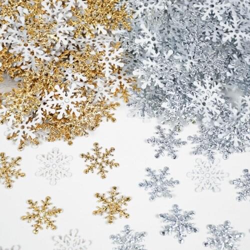 300Pcs 2CM Mini Christmas Snowflake Confetti Patch Applique Craft Xmas Scrapbooking Wedding Party Decoration