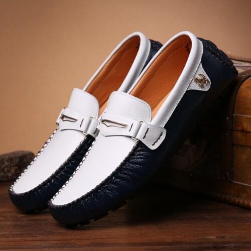 Genuine Leather Men Casual Shoes Brand 2021 Italian Men Leather Loafers Moccasins Breathable Slip on Black Driving Shoes