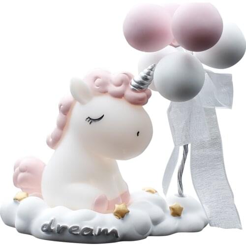 Cartoon cute pink resin unicorn girl Heart Car decorations Contained furnishings bedroom desktop decoration