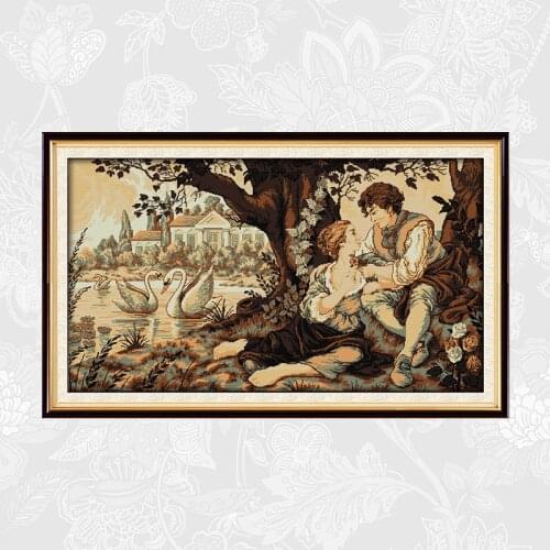 The Swan lake the lovers Cross Stitch Package Factory Sets Aida 14ct 11ct White Cloth Embroidery kit DIY Handmade Needlework