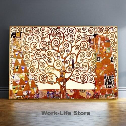 Classical Gustav Klimt Tree of Life Oil Painting on Canvas Posters and Prints Cuadros Wall Art Pictures For Living Room No Frame