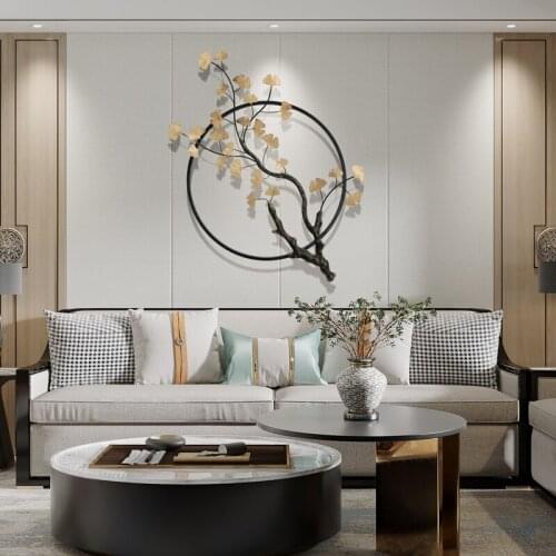 New Ginkgo Wall Hanging Light Luxury Metal Living Room Hanging Porch Pendant Wall Decoration Iron Art Dream Catcher