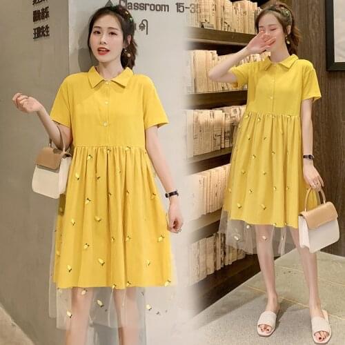 Maternity Clothes 2020 New Style Maternity Clothes Summer Wear Cotton Linen Pineapple Gauze Joint Shirt Maternity Dress