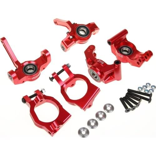 GTBracing Front Spindle and Rear Wheel Hub Carrier C-Hub Sets for RC 1/5 Car LOSI DBXL,MTXL (Silver/Red)