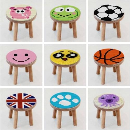 Prajna Cartoon Hook Embroidery Carpet Mat Knit Pad Set Cross Stitch Pillow Kits Sewing Mat Fomiaran Latch Hook Handmade 27X27CM