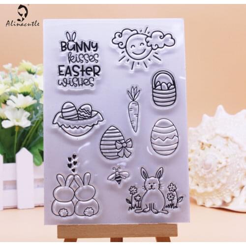CLEAR STAMPS Easter Bunny Eggs Sentiments Scrapbooking Card Album Paper Craft Rubber Roller Transparent Silicon Stamp