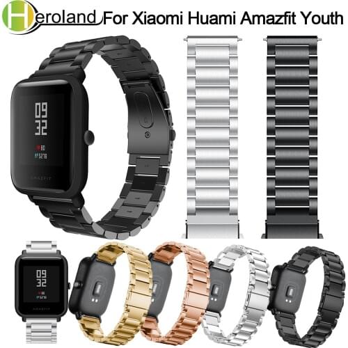 Strap for Xiaomi Huami Amazfit Bip Youth Smart Watch 20mm Bracelet Wrist Band for Huami Bip BIT Lite Strap Metal Stainless Steel
