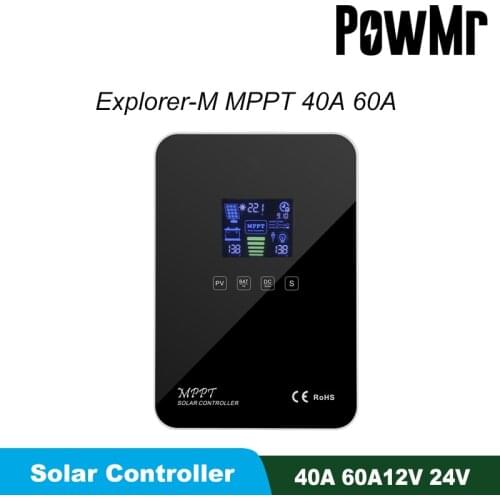Explorer-M MPPT 40A 60A Solar Controller Charge Li-ion Battery 12V/24V Max 100V PV Input Self-cooling High Efficiency Charging