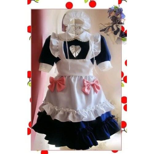 Super Cute Girls Japanese Maid Dress Sexy Heart Shape Open Chest Lolita Cosplay Costume