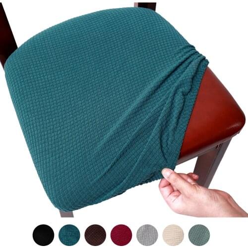 Thickened Elastic Corn Velvet Dining Chair Seat Cover Spandex Jacquard Upholstered Chair Seat Cover Washable Furniture Protector