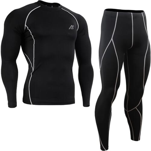 All-in-One Compression Base Layer T Shirt Men Long / Short Sleeve Jiu Jitsu Fitness Set Gym Running Tights / Leggings Plus Size