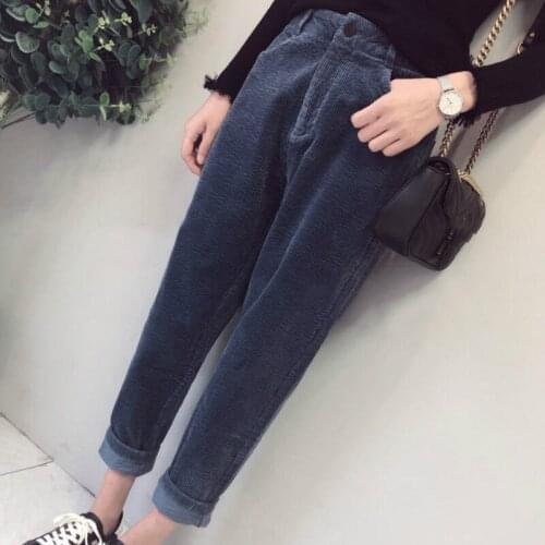 Women Pantalon Femme Casual Women Trousers Plus Size 4XL Autumn Winter Pants Women Loose High Waist Corduroy Harem Pants HK370