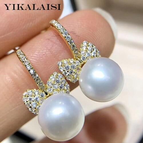 YIKALAISI 925 Sterling Silver Jewelry Pearl Earrings 2019 Fine Natural Pearl jewelry 7-8mm stud Earrings For Women wholesale