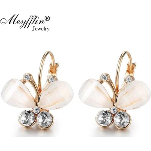 Meyfflin Cute Butterfly Stud Earrings for Women 2020 Fashion Crystal Earring Female Korean Gold Color Girl Ear Jewelry Bijoux